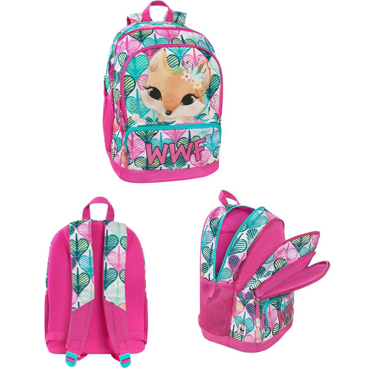 Zaino scuola organizzato wwf illustrato girl