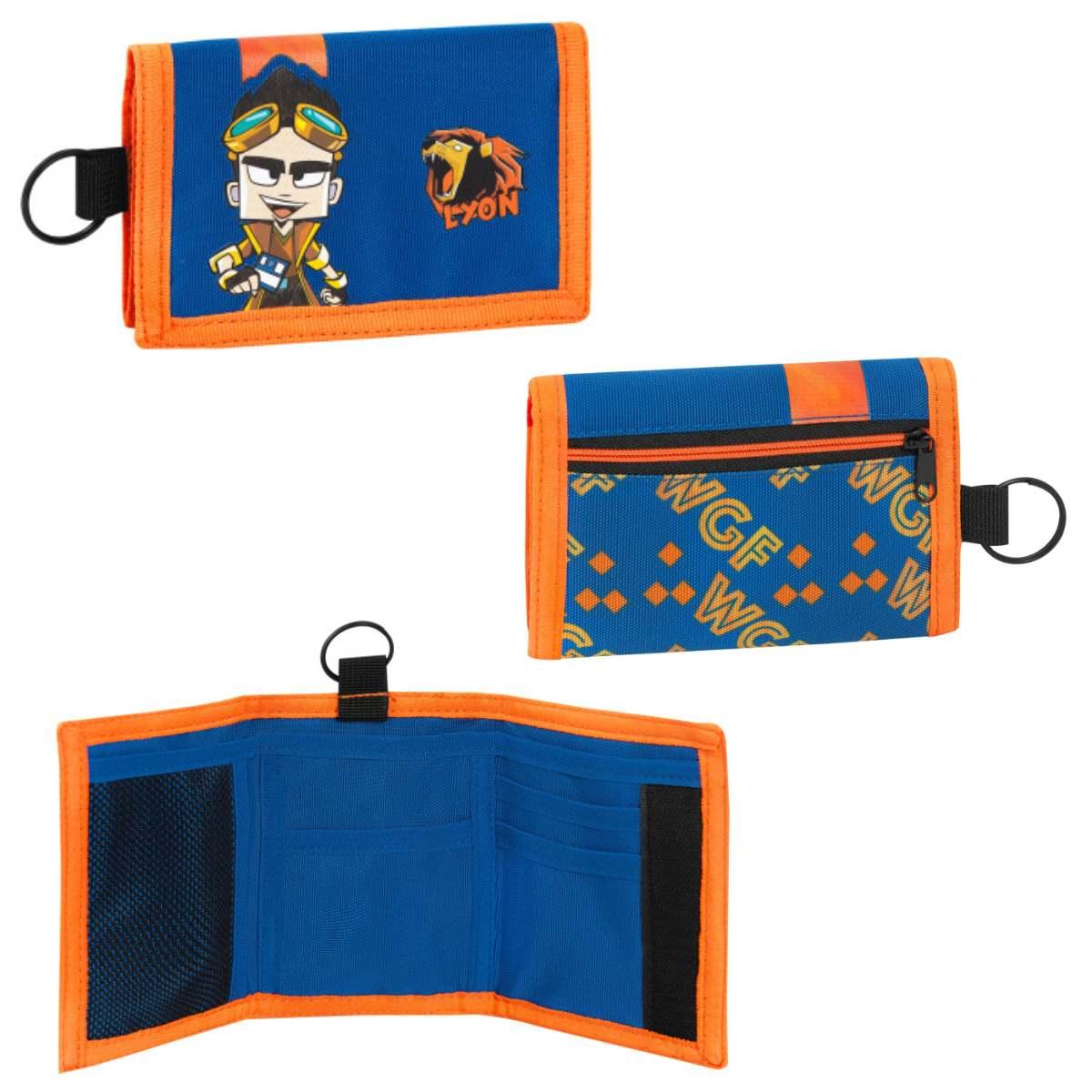 Portafoglio con chiusura a velcro con zip portamonete lyon gamer