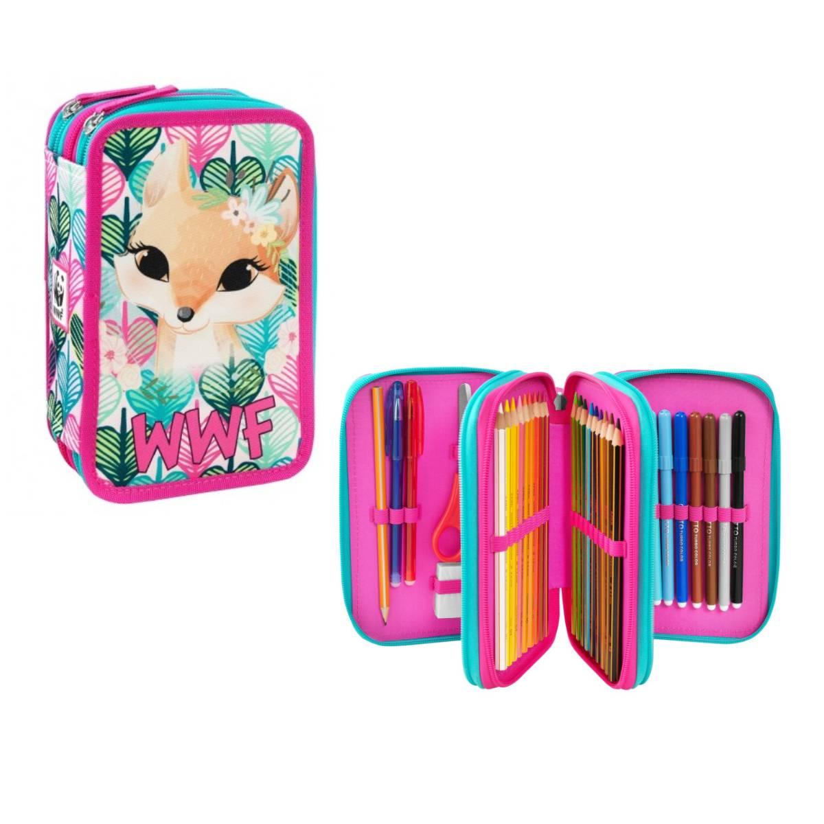 Astuccio 3 zip con corredo volpe wwf