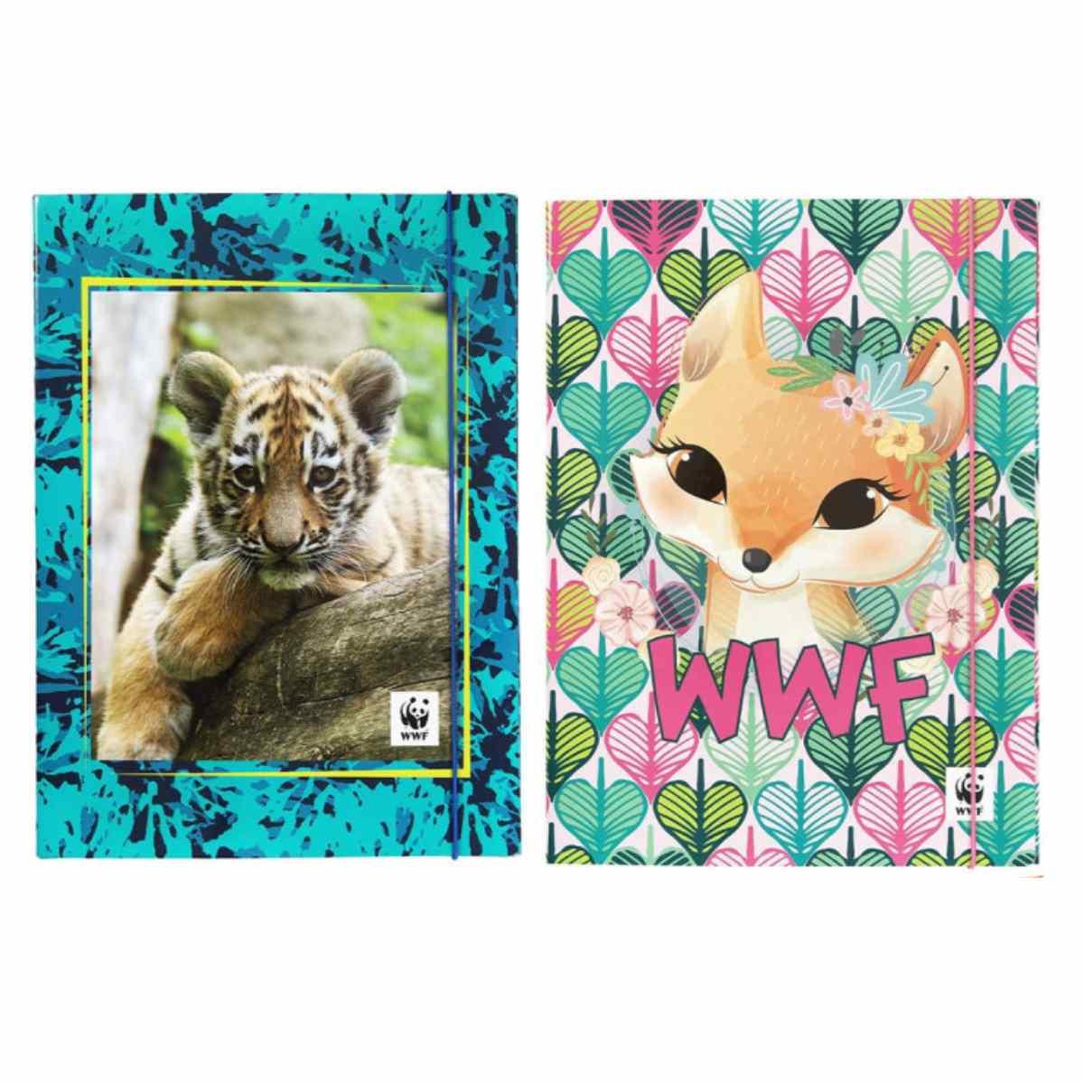 Cartella 3 lembi elastico 25x35 dorso cm. 1 wwf