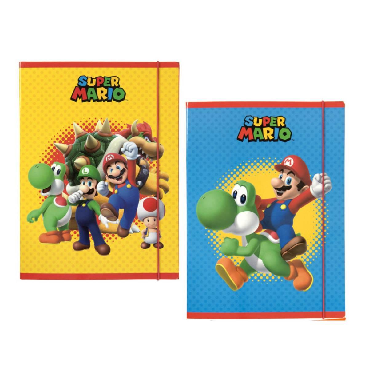 Cartella 3 lembi elastico 25x35 dorso cm. 1 supermario