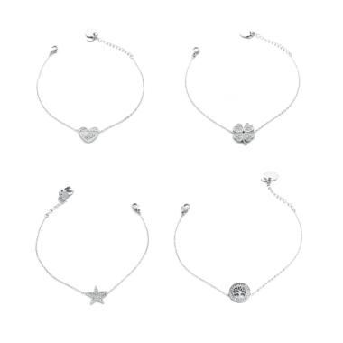 Bracciale donna in acciaio e strass polo