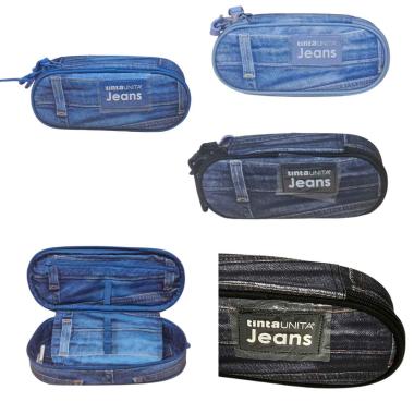 Astuccio ovale tinta unita jeans