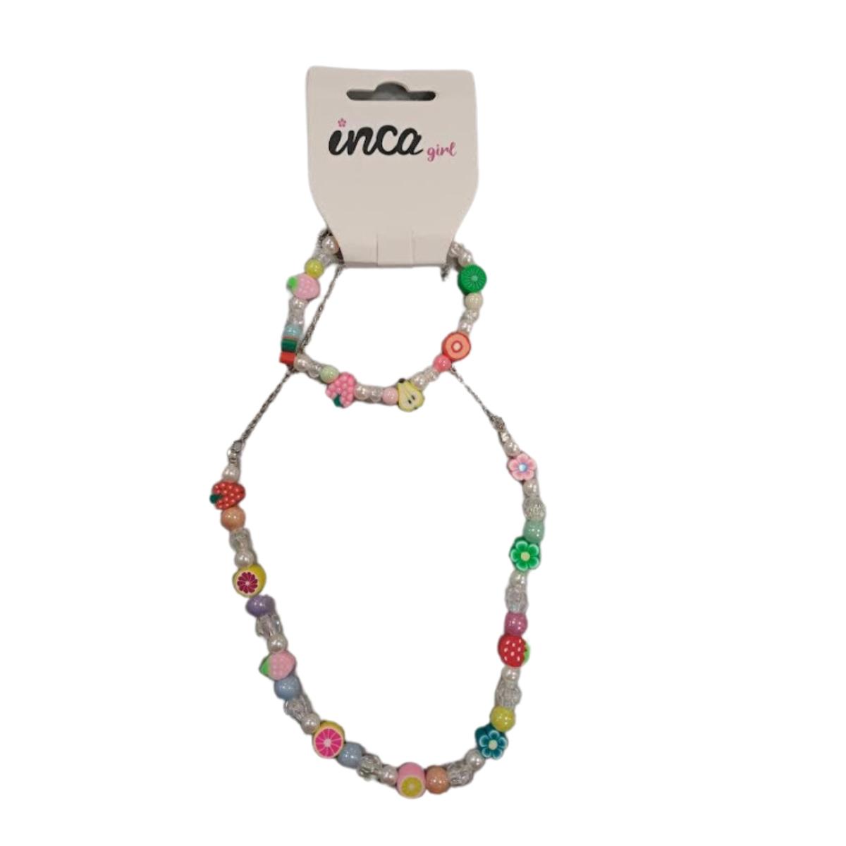 Set collana e bracciale elastico con frutta