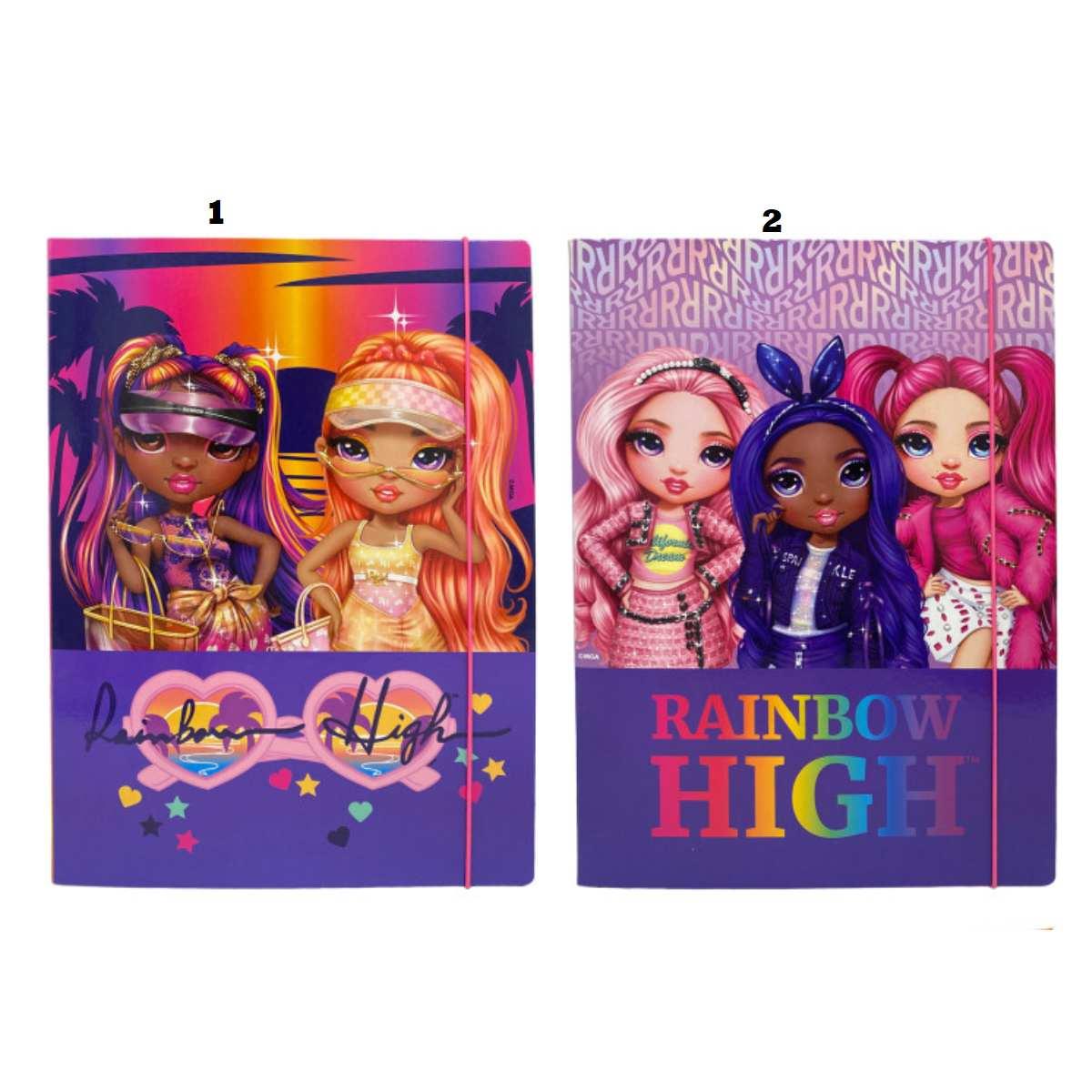 Cartella 3 lembi elastico 25x35 dorso cm. 1 rainbow high