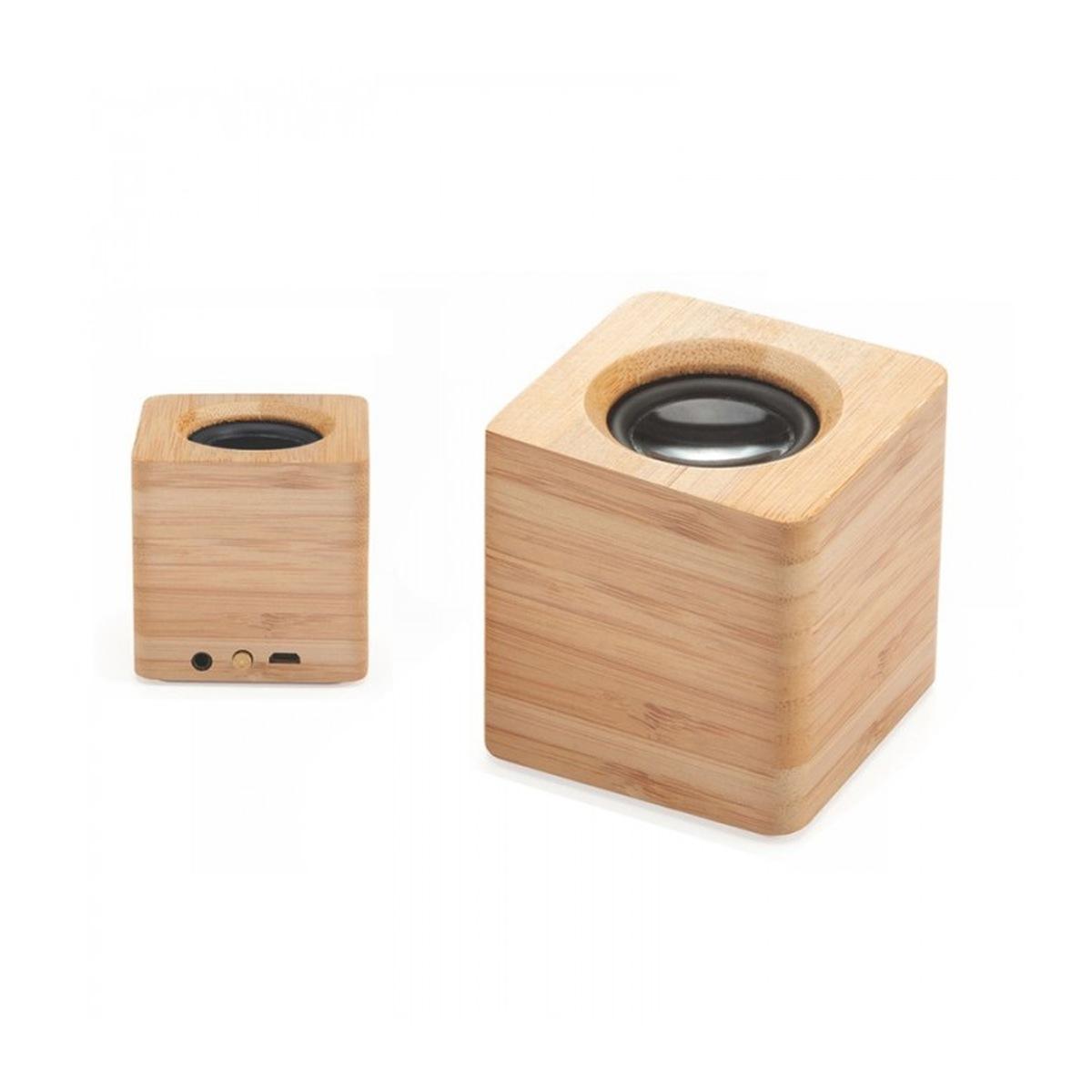 Cassa bluethooth quadrata in bamboo
