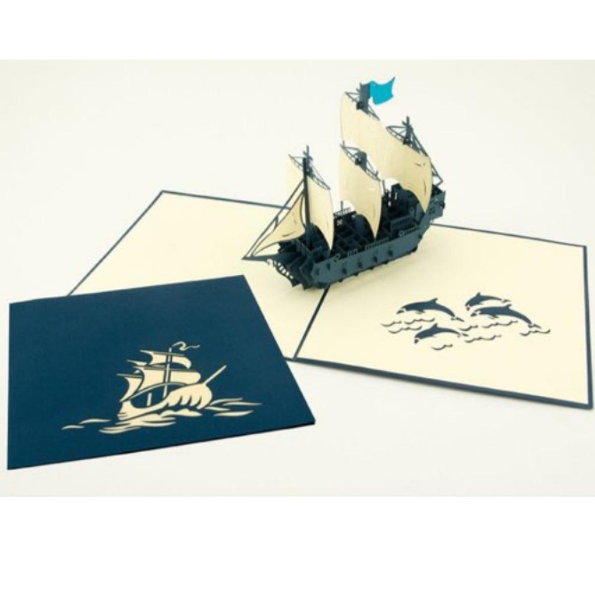 Biglietto origamo galeone
