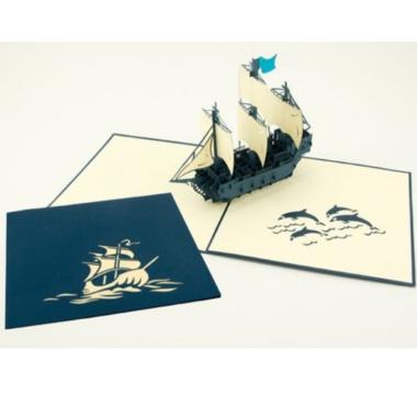 Biglietto origamo galeone
