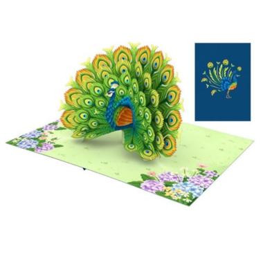 Biglietto origamo pavone