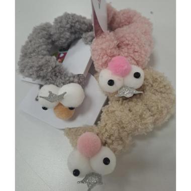 Elastico capelli di lana con peluche