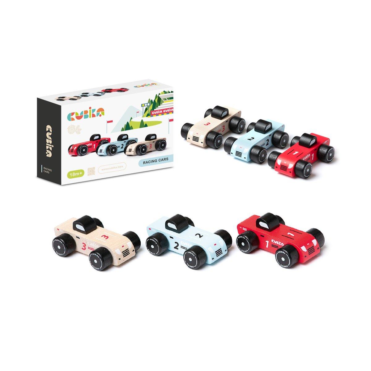 Auto corsa in legno set 3 pezzi