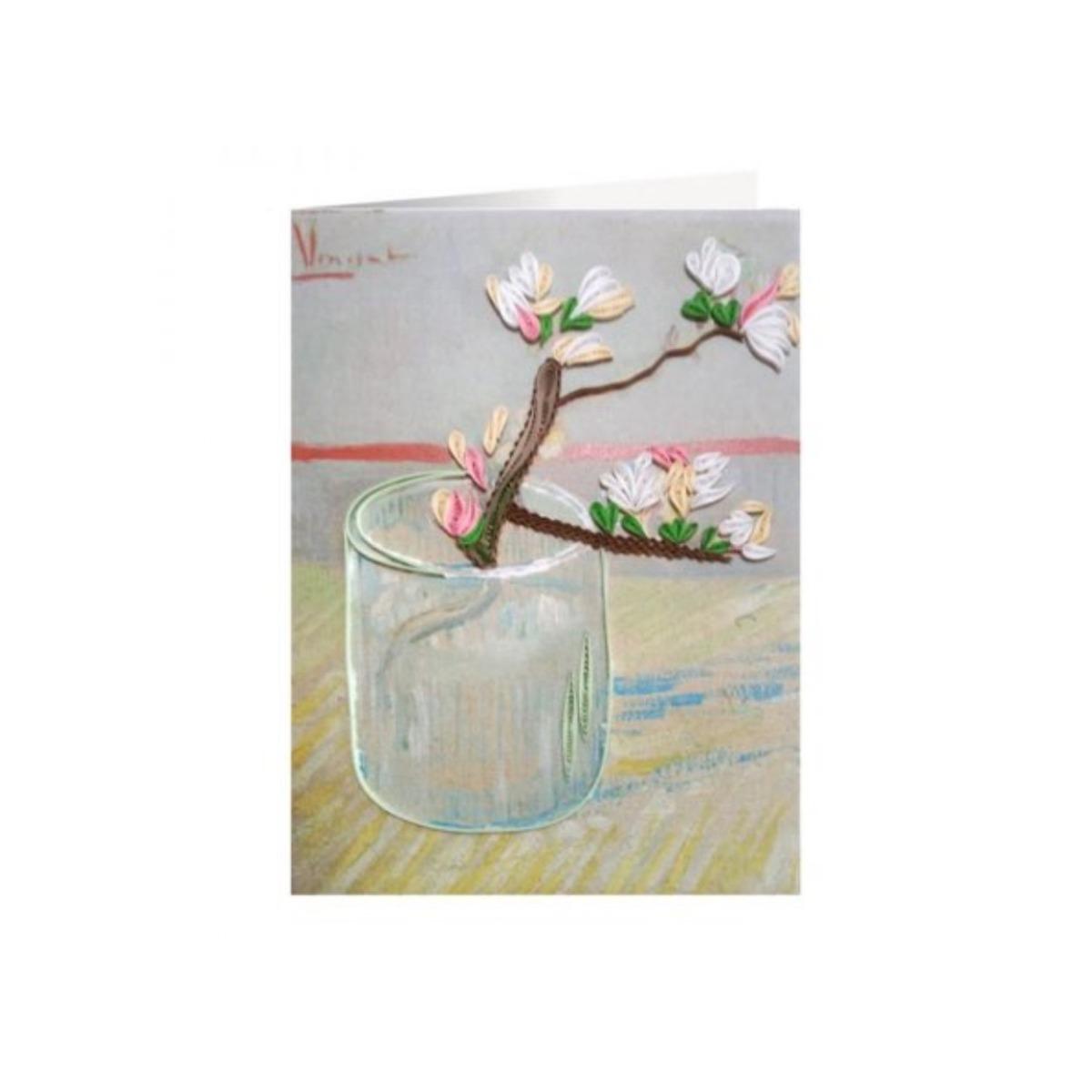 Biglietto origamo sprig of almond van gogh filigrana