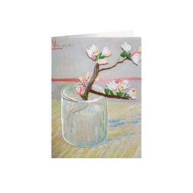 Biglietto origamo sprig of almond van gogh filigrana