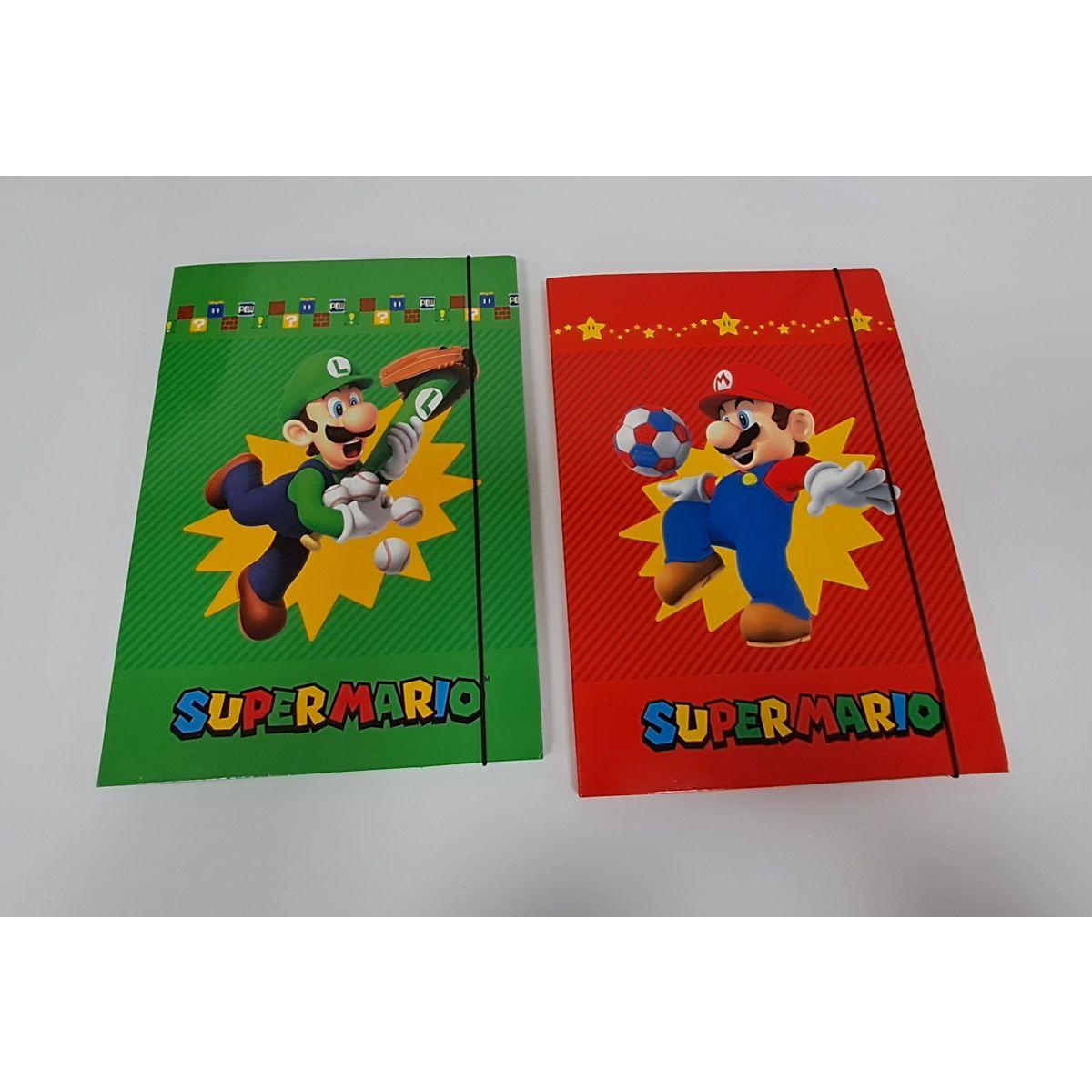 Cartella portafogli 3 lembi con elastico super mario