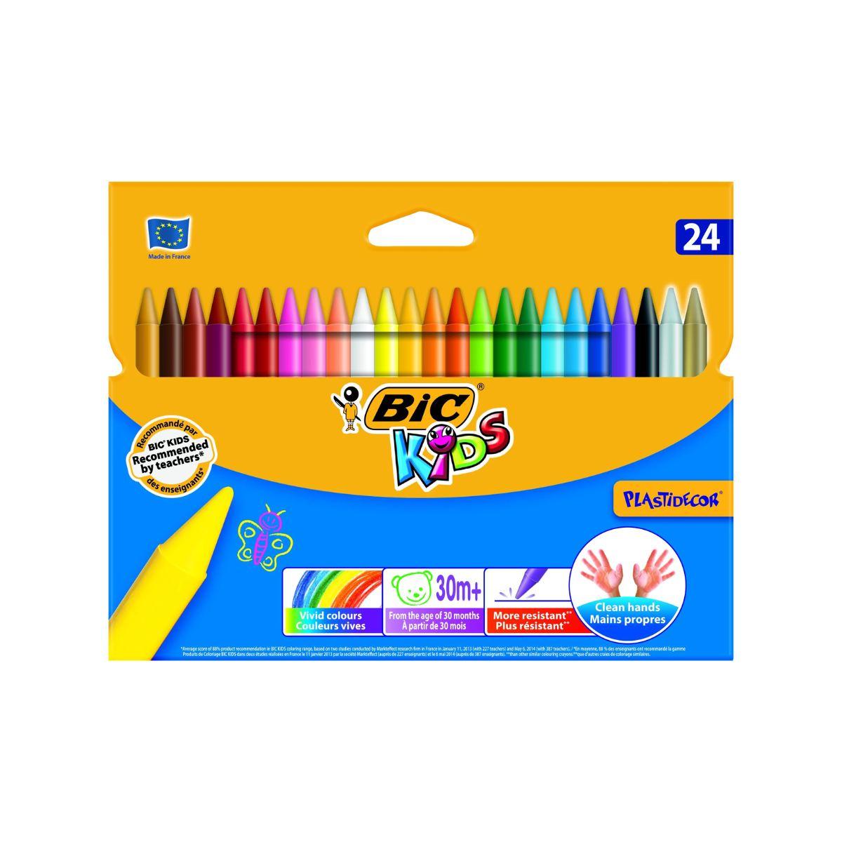 Pastelli a cera bic kids plastidecor confezione da 24