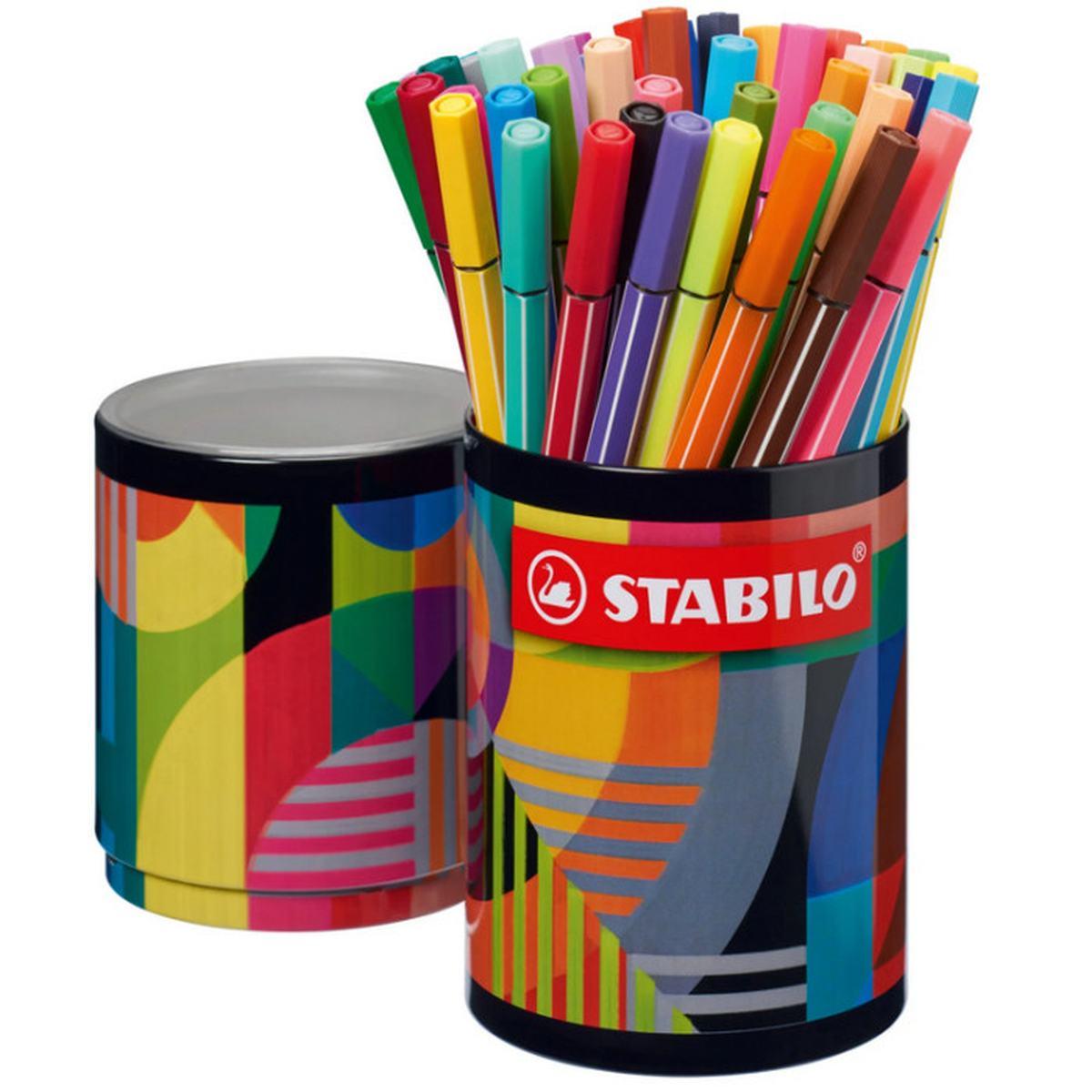 Stabilo fineliner pen 68 barattolo in metallo arty da scrivania 45 colori