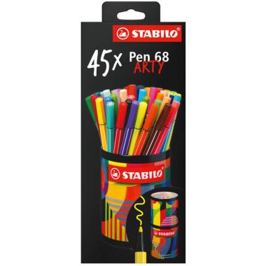 Stabilo fineliner pen 68 barattolo in metallo arty da scrivania 45 colori