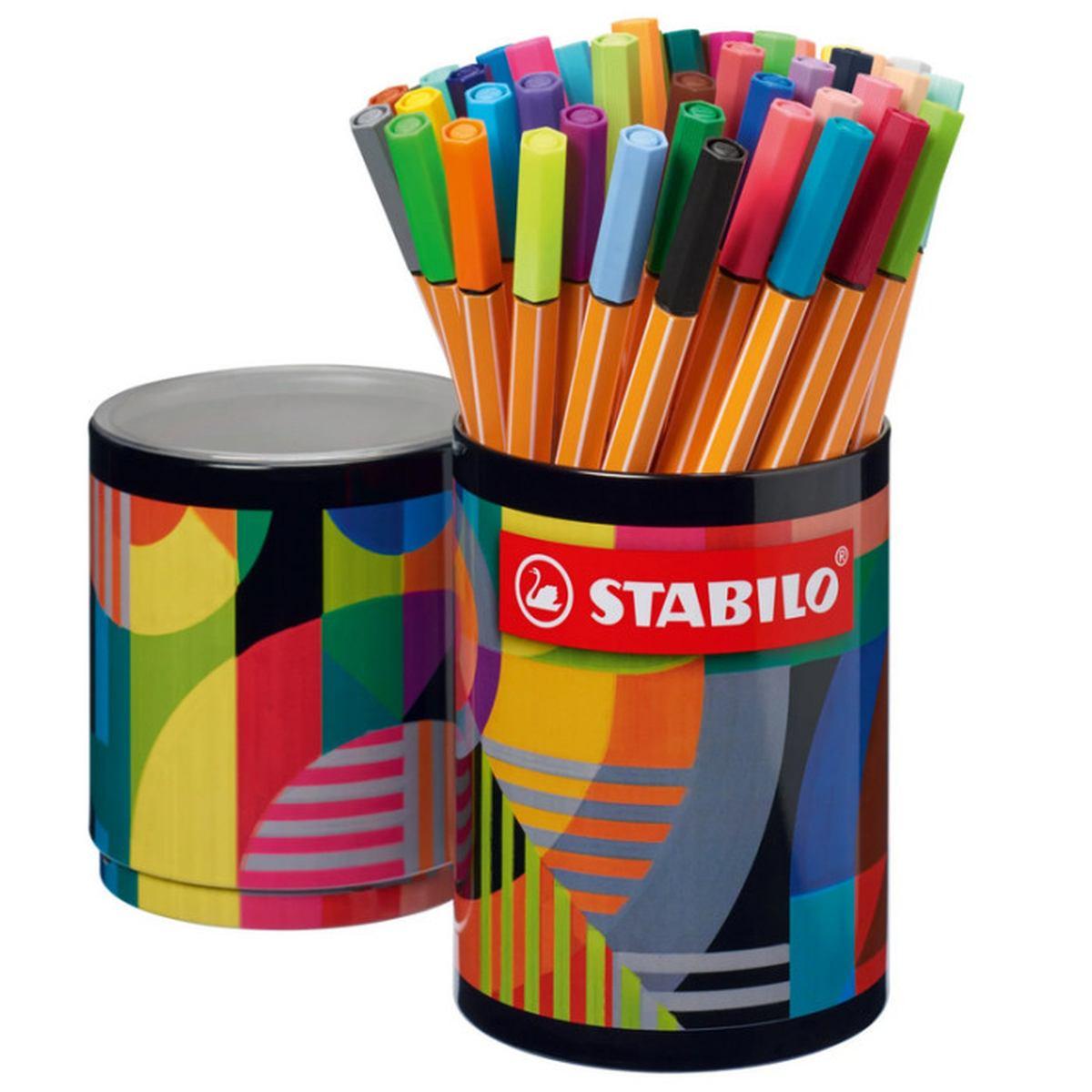 Fineliner point 88 barattolo metallo arty da scrivania 45 colori stabilo