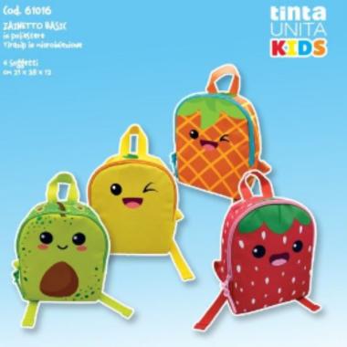 Zainetto mini basic in poliestere con chiusura tinta unita kids