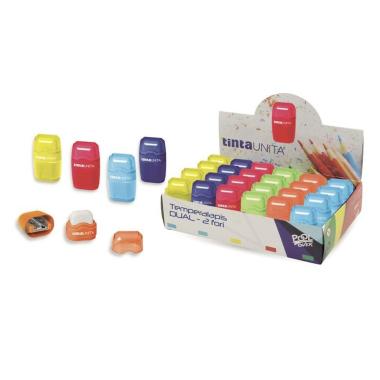 Temperamatite due fori con gomma tinta unita