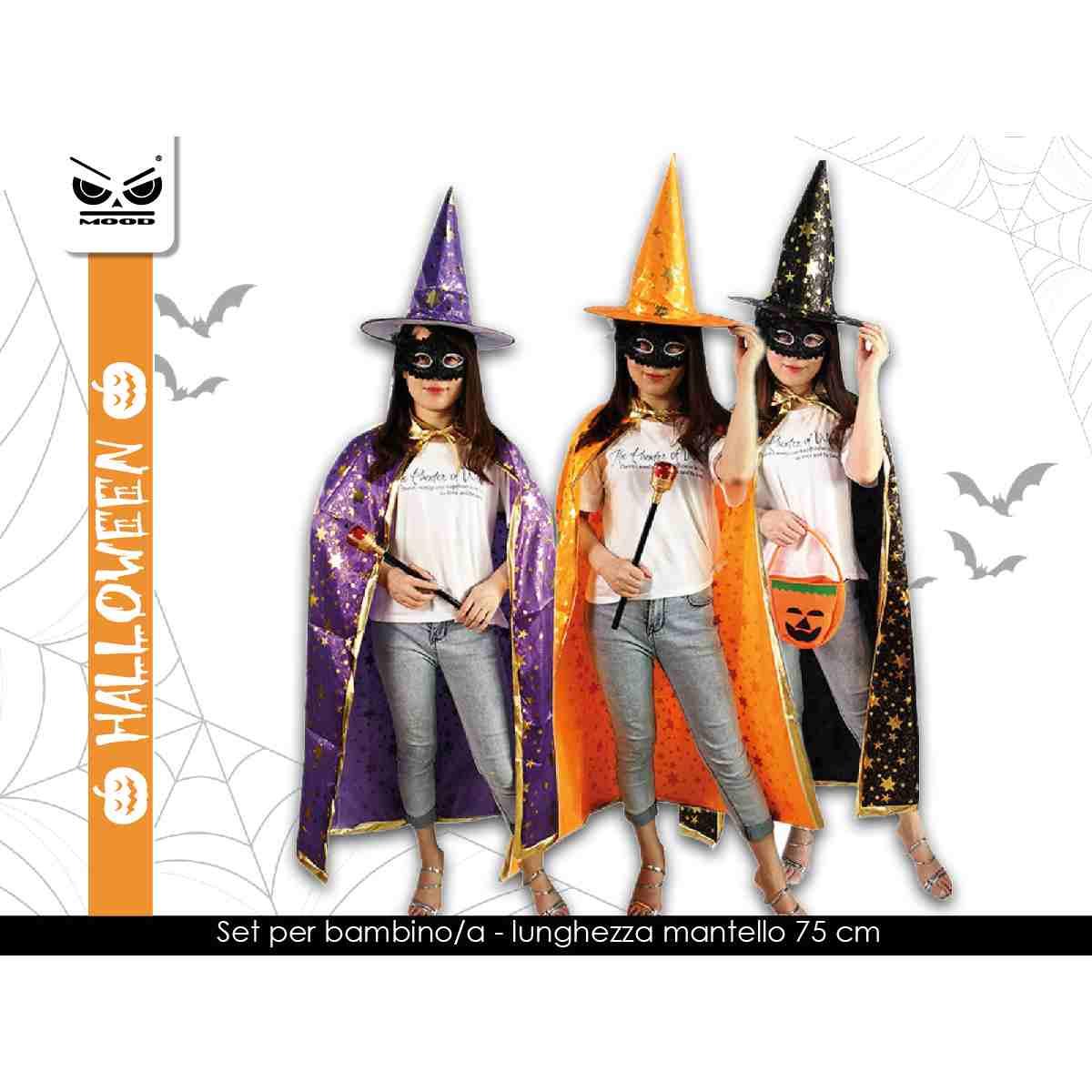 Set set cappello e mantello mago/strega kids