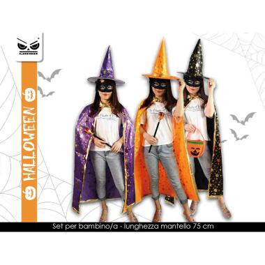 Set set cappello e mantello mago/strega kids