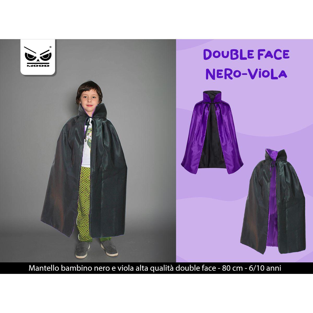 Mantello bambino nero e viola double face
