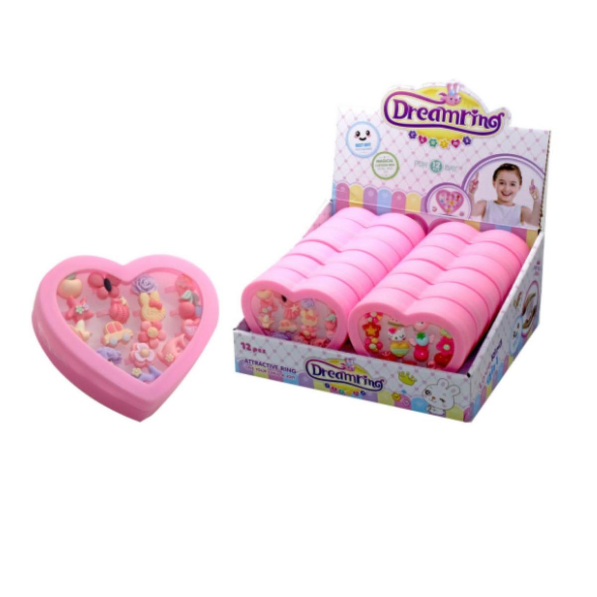 Cofanetto cuore con 16 anelli