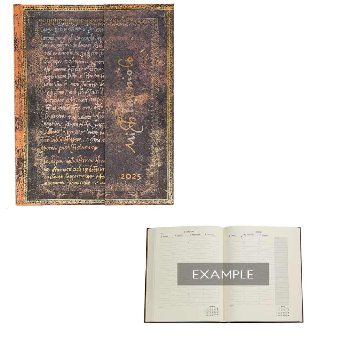 Agenda paperblanks 2025 scritti di michelangelo 12 mesi verticale ultra 17,5x23 cm