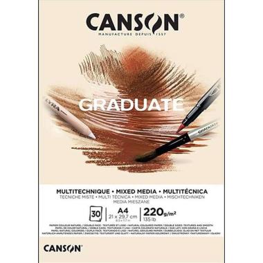 Canson blocco graduate mixmedia a4 220 gr 30 fogli un lato liscio un lato ruvido