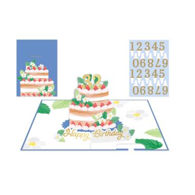 Biglietto popup kirigami handmade happy strawberries