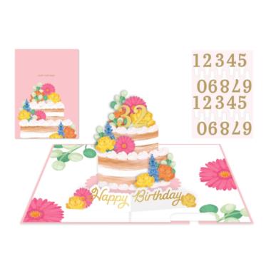 Biglietto pop up kirigami handmade happy flowers