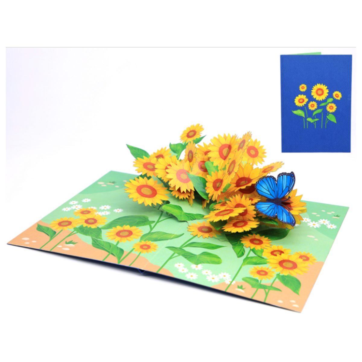 Biglietto auguri kirigami sunflowers