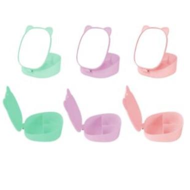 Specchio da trucco pieghevole con contenitore