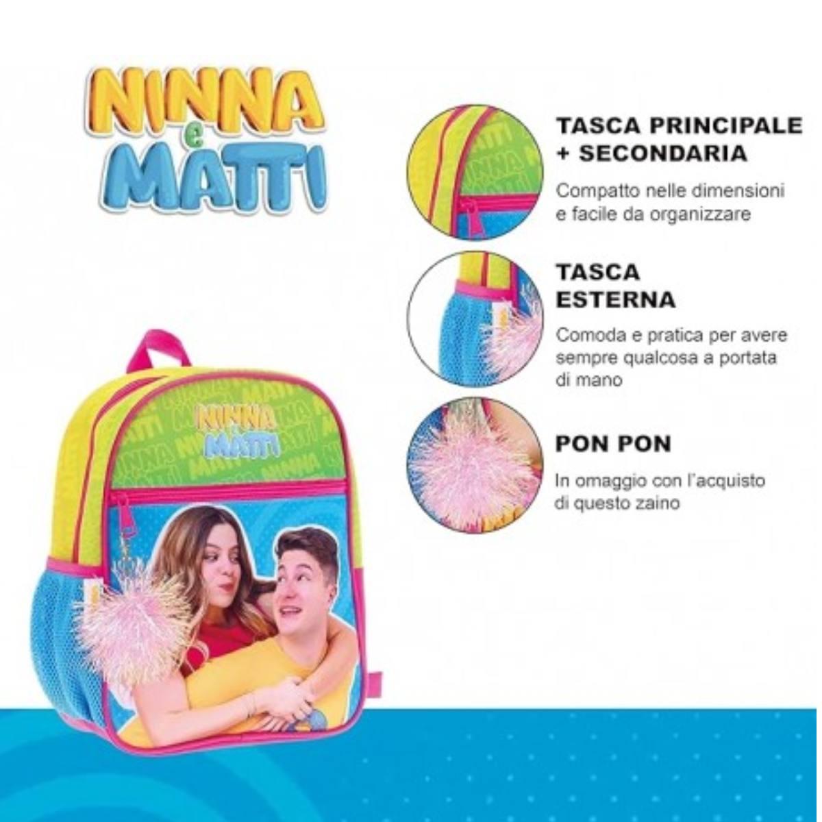 Zainetto asilo con pom pom ninna e matti