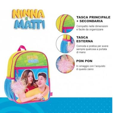 Zainetto asilo con pom pom ninna e matti