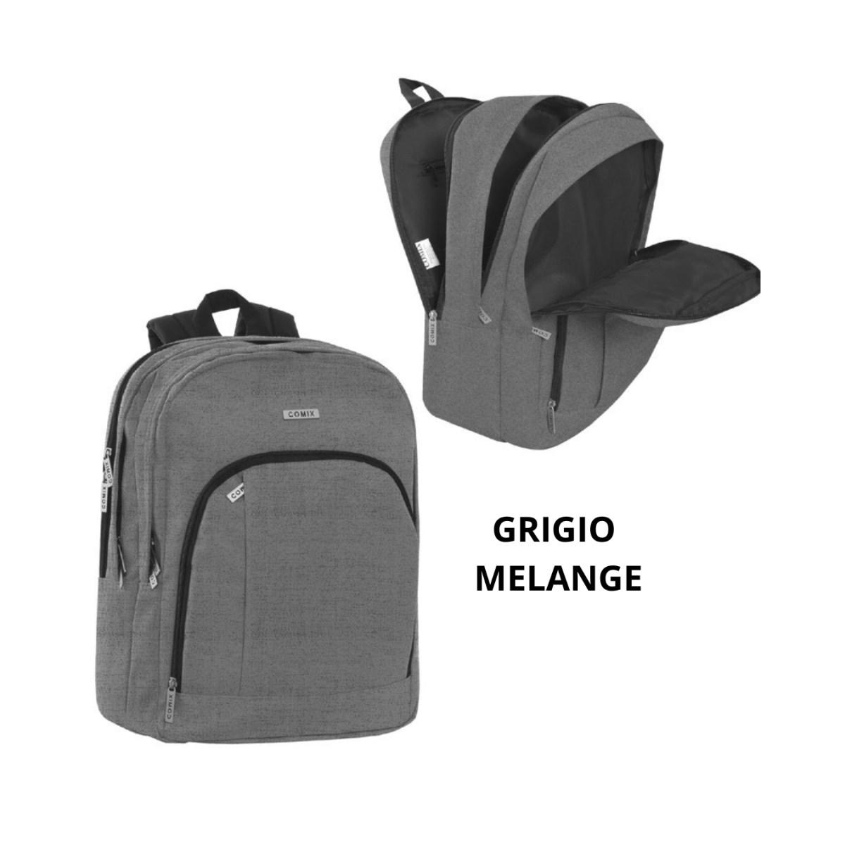 Zaino scuola 3 scomparti monocolore comix