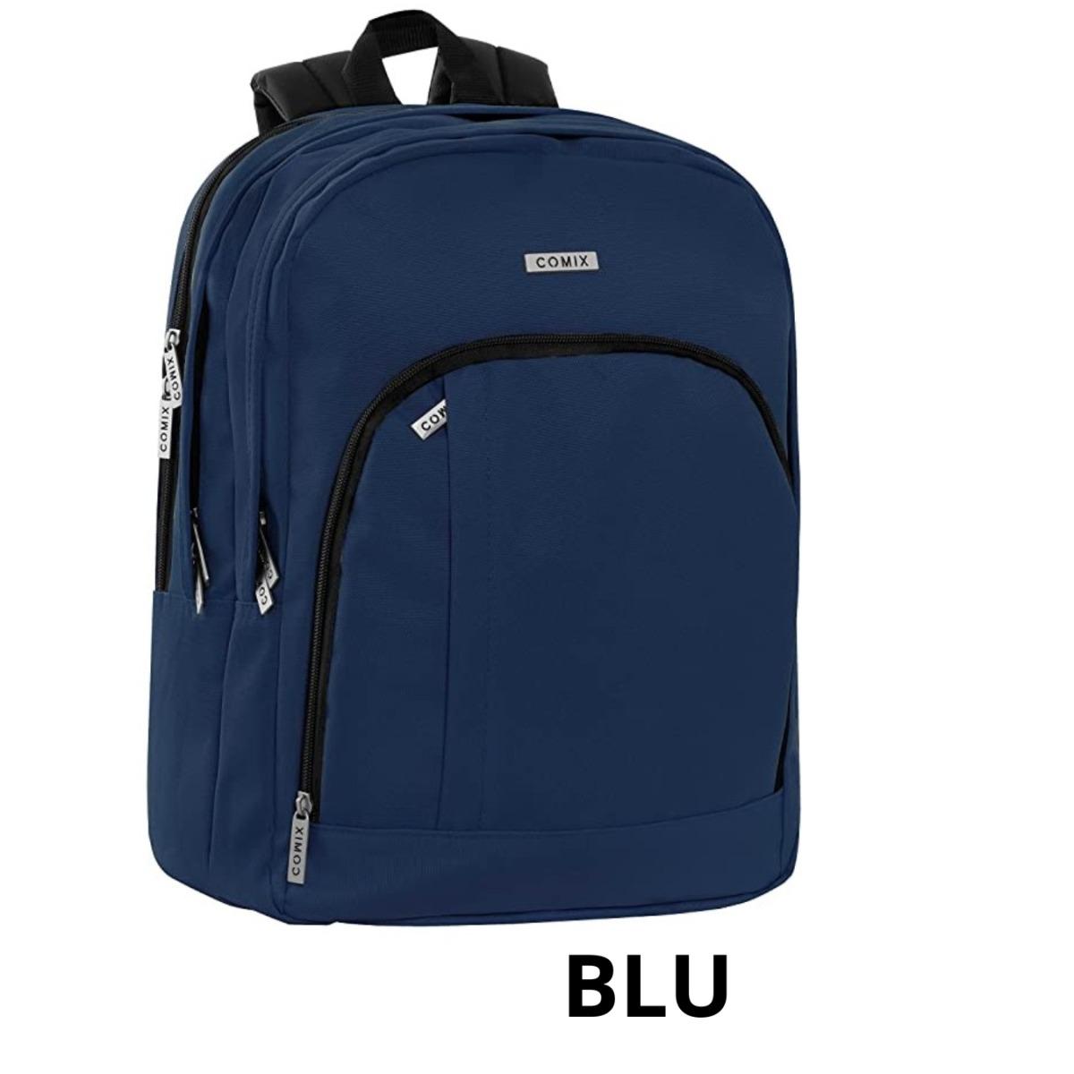 Zaino scuola 3 scomparti monocolore comix