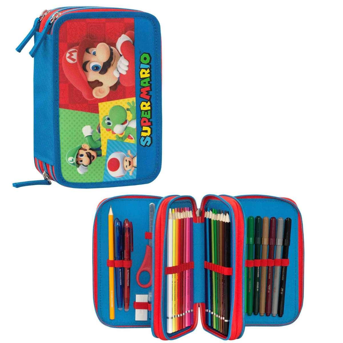 Astuccio 3zip super mario rosso-blu