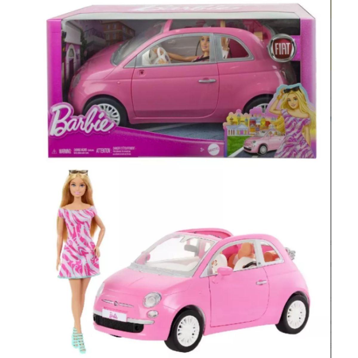 Bambola barbie e auto fiat 500