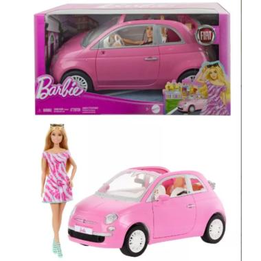 Bambola barbie e auto fiat 500