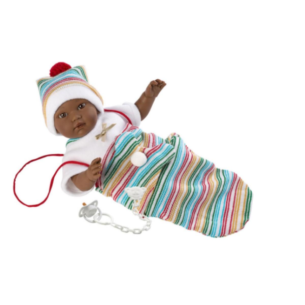 Abito tutina bianca e sacca multicolor 30 cm