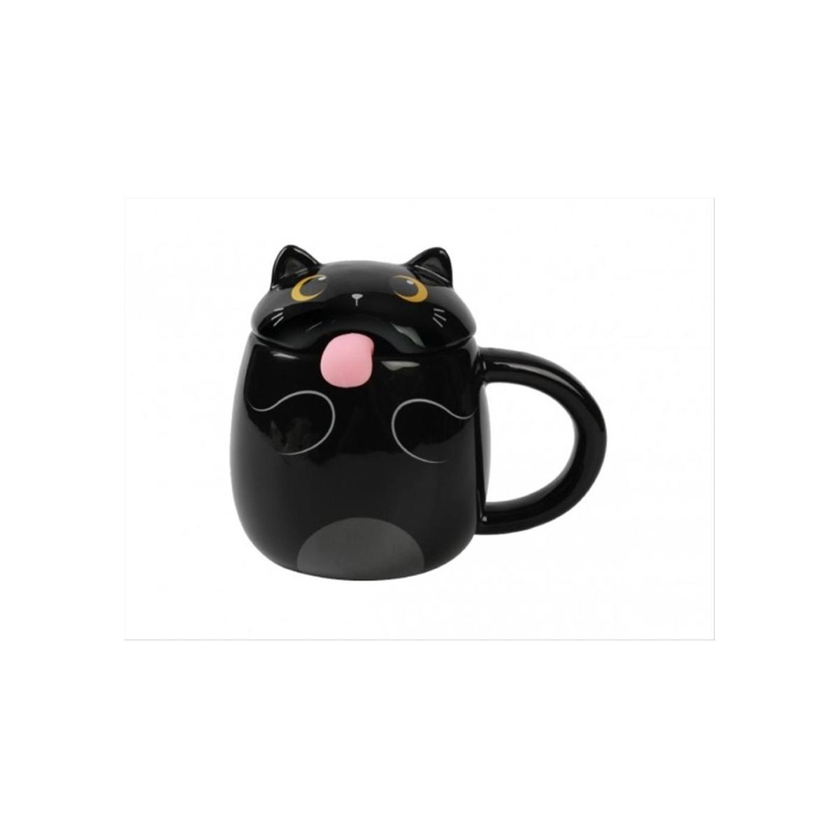 Tazza in ceramica con lingua gatto nero
