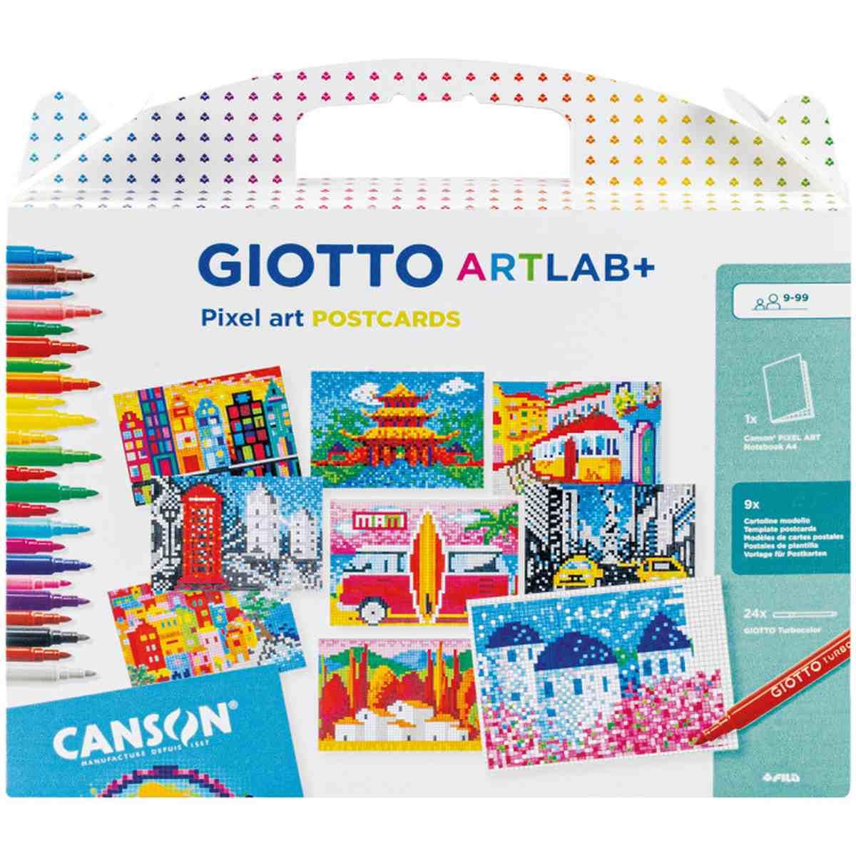 Gioco creativo giotto art lab pixel art postcards fila