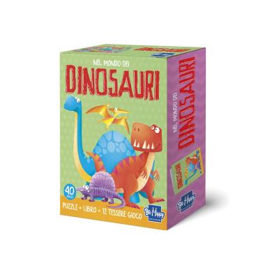 Nel mondo dei dinosauri puzzle libro e 12 tessere