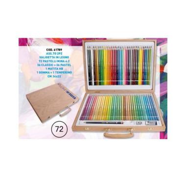 Valigetta Legno 72 Pastelli Classic  Tinta Unita<br />