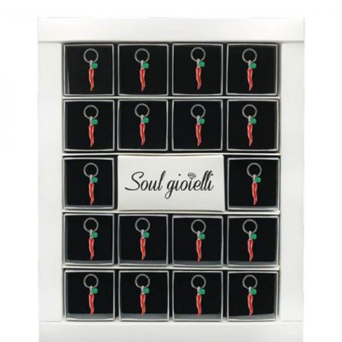 Portachiave cornetto con quadrifoglio