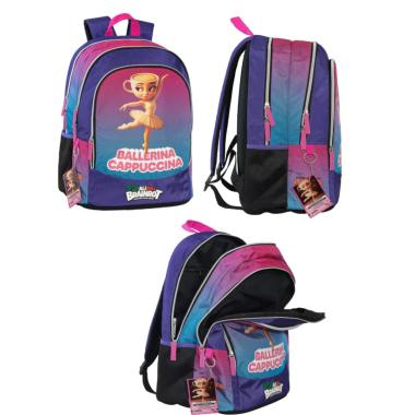 Zaino Scuola Skifidol Italian Brainrot Ballerina Cappuccina 3 Zip