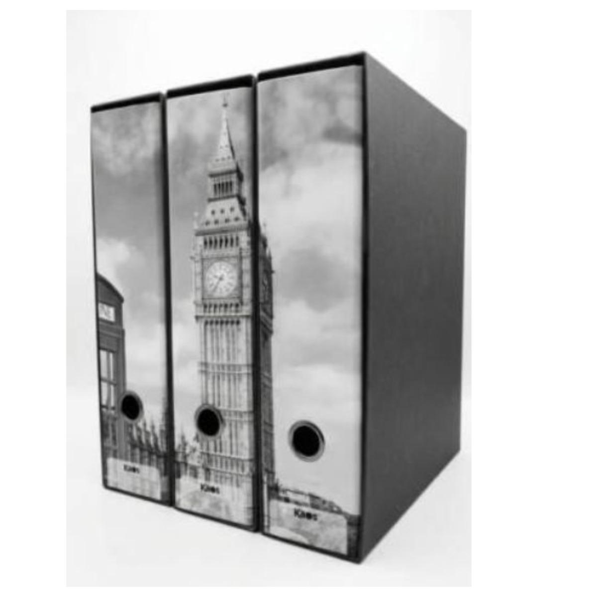 Set 3 raccoglitori ad anelli dorso 8cm kaos - londra