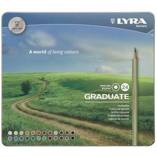 Lyra matite colorate graduate scatola in metallo 24 pz